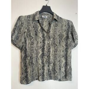 Style & Co. Collection Womens Shirt Multicolor Size 14 Button Up Collared Silk